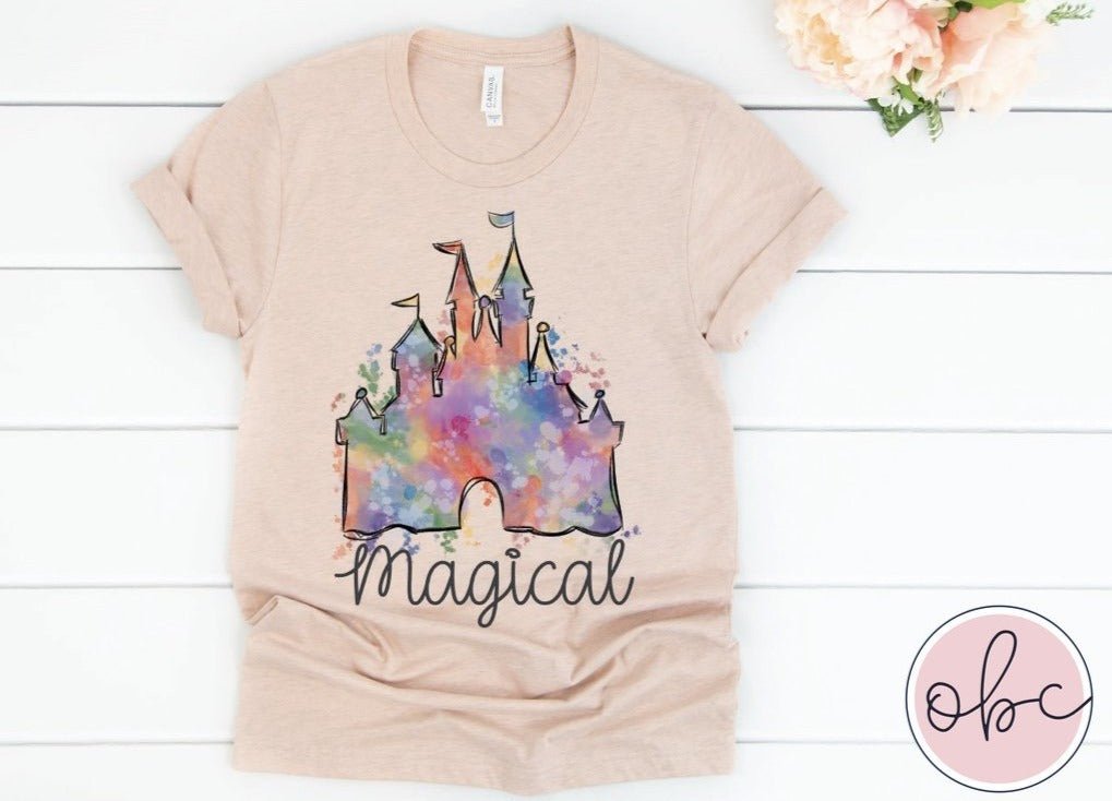 Watercolor Magical Castle Graphic Tee