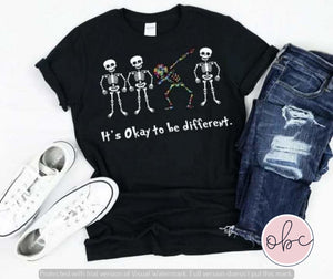 It's Okay to Be Different (Dabbing Skeletons) Graphic Tee