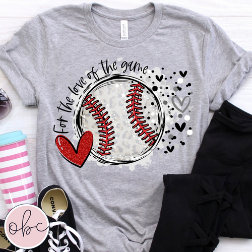 For the Love of the Game Baseball Hearts Graphic Tee