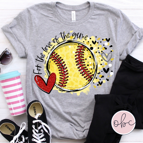 For the Love of the Game Softball Hearts Graphic Tee