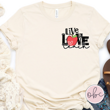 Load image into Gallery viewer, Live Love Teach Pocket Graphic Tee