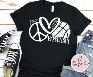 Peace Love Basketball (white font) Graphic Tee