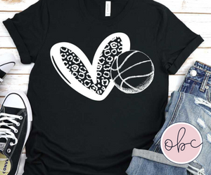 Leopard Heart & Basketball Graphic Tee