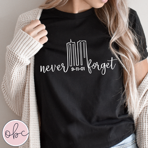 Never Forget 9-11 (white ink) Graphic Tee