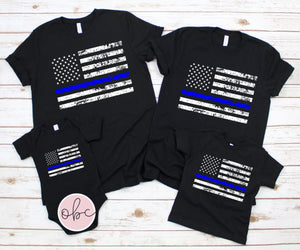Police Thin Blue Line Graphic Tee