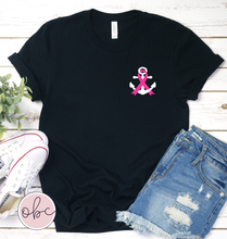 Load image into Gallery viewer, Breast Cancer Awareness Ribbon Anchor Graphic Tee