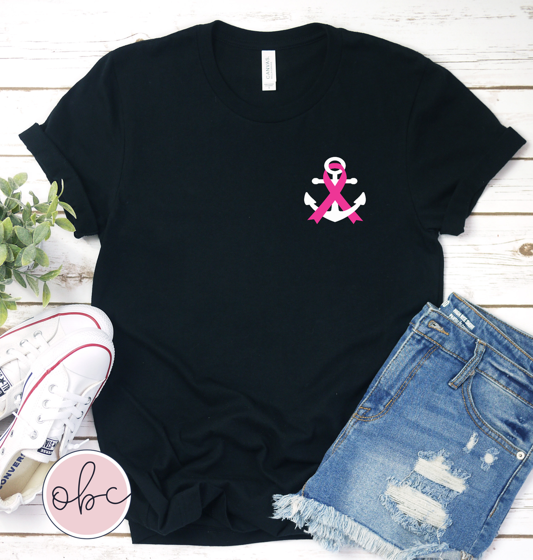 Breast Cancer Awareness Ribbon Anchor Graphic Tee