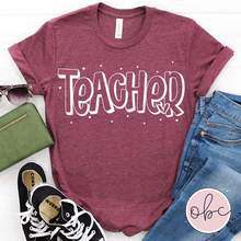 Load image into Gallery viewer, Teacher Polka Dot Heart Graphic Tee