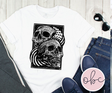 Load image into Gallery viewer, Striped Skulls with Flag Graphic Tee