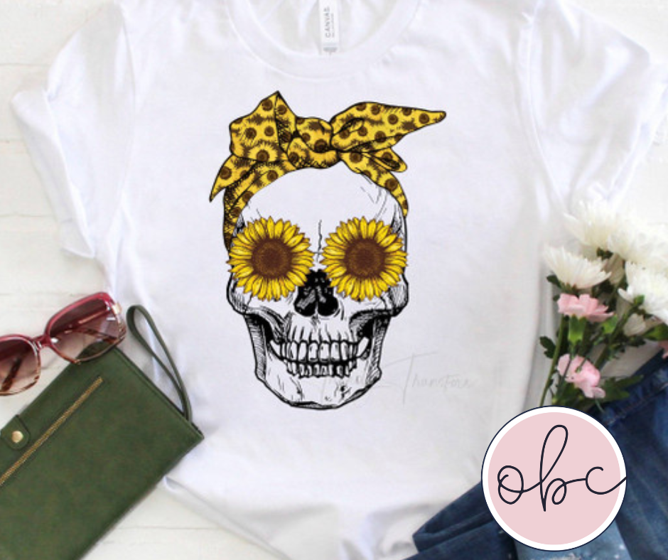 Sunflower Skull Graphic Tee