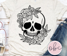Load image into Gallery viewer, Skull with Flowers Graphic Tee