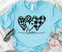 Load image into Gallery viewer, Love with Plaid and Leopard Hearts Graphic Tee