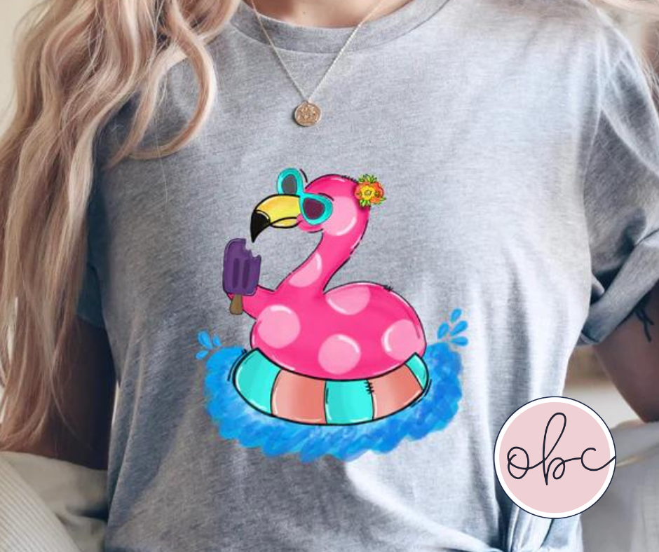 Flamingo with Popsicle Graphic Tee
