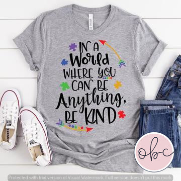 In A World Where You Can Be Anything, Be Kind - Autism Graphic Tee