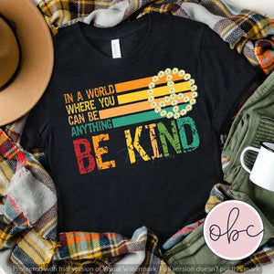 Be Kind Peace Sign Flag Graphic Tee