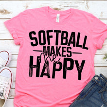 Load image into Gallery viewer, Softball Makes Me Happy Graphic Tee