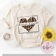 Load image into Gallery viewer, Free Spirit, Kind Heart, Brave Soul Leopard Graphic Tee